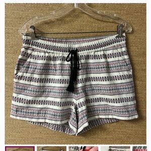 Garnet Hill High Waist Patterned Shorts - Black, White, Red